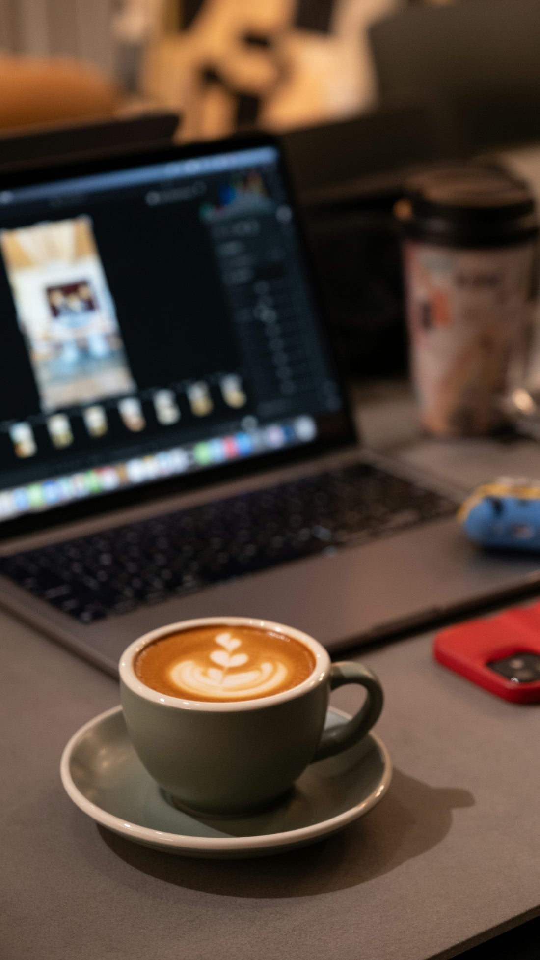 Coffee and laptop desk - mushroom gummies for remote work focus